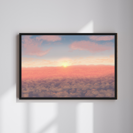 "Sunrise Above The Clouds" Painting Framed Canvas Print