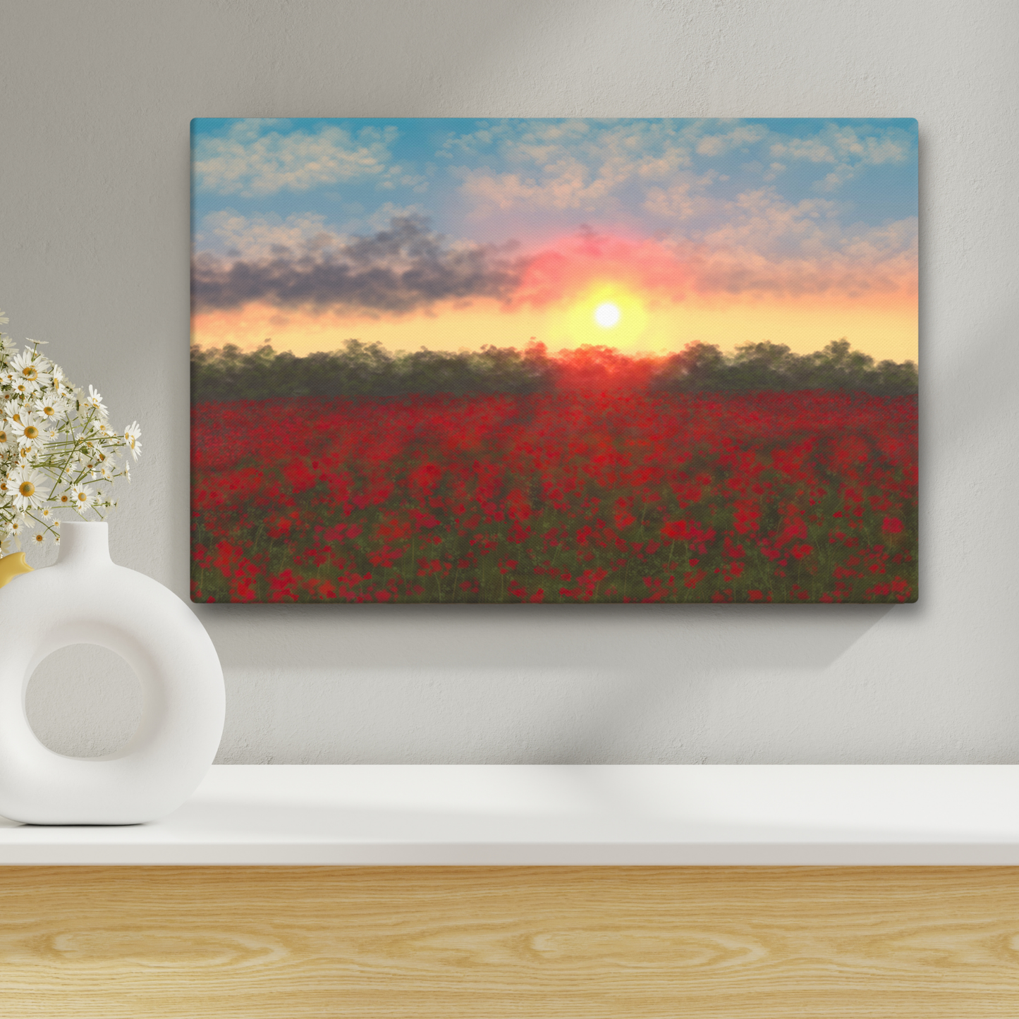 "Field Of Flowers" Hand Stretched Canvas Painting Print