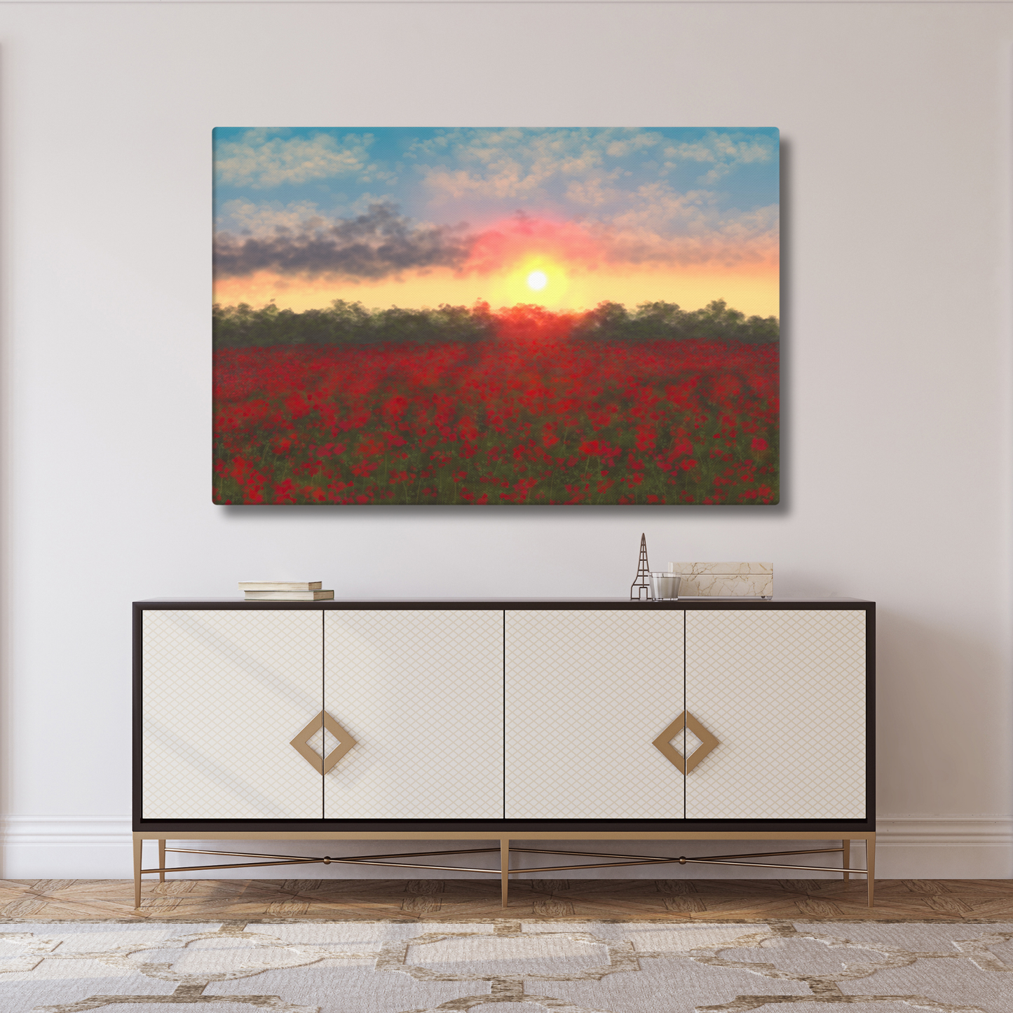 "Field Of Flowers" Hand Stretched Canvas Painting Print