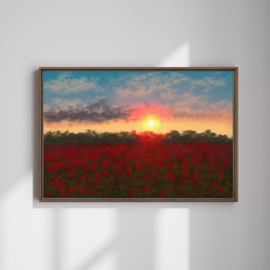 "Field Of Flowers" Painting Framed Canvas Print
