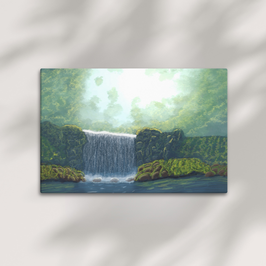 "Secret Waterfall" Hand Stretched Canvas Painting Print