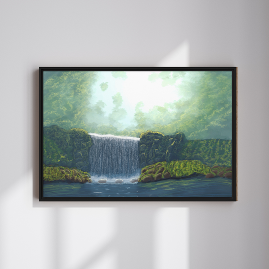 "Secret Waterfall" Painting Framed Canvas Print