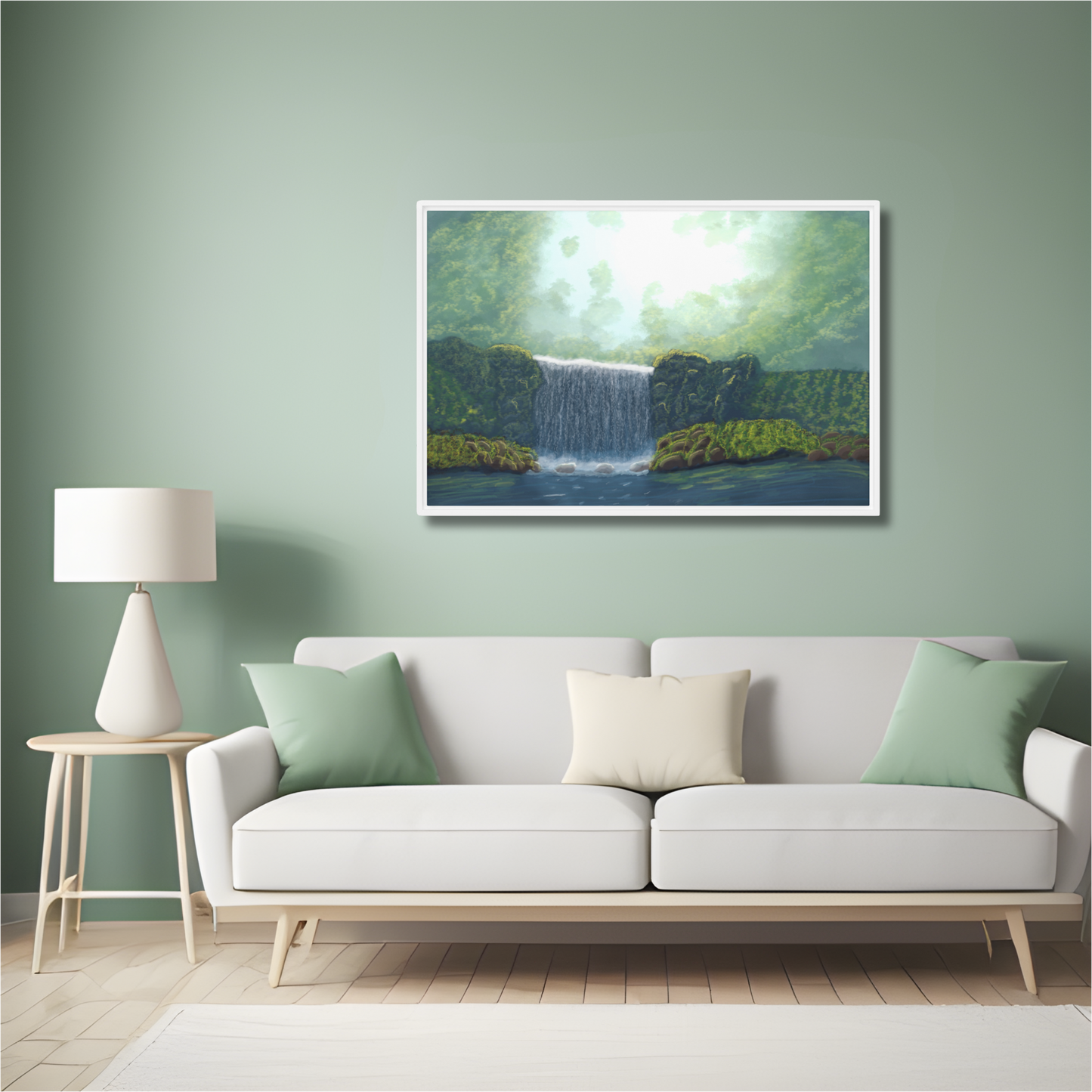 "Secret Waterfall" Painting Framed Canvas Print