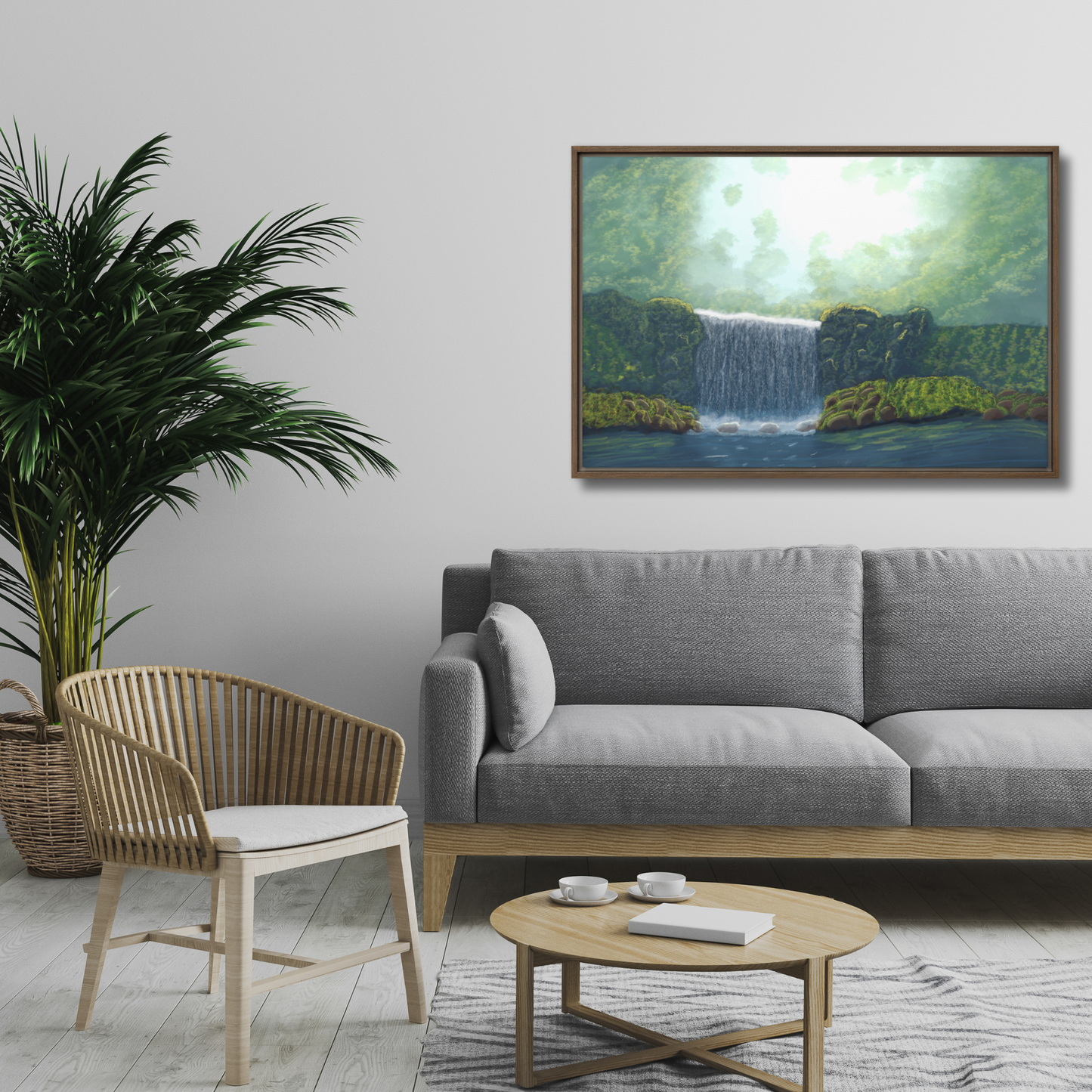 "Secret Waterfall" Painting Framed Canvas Print