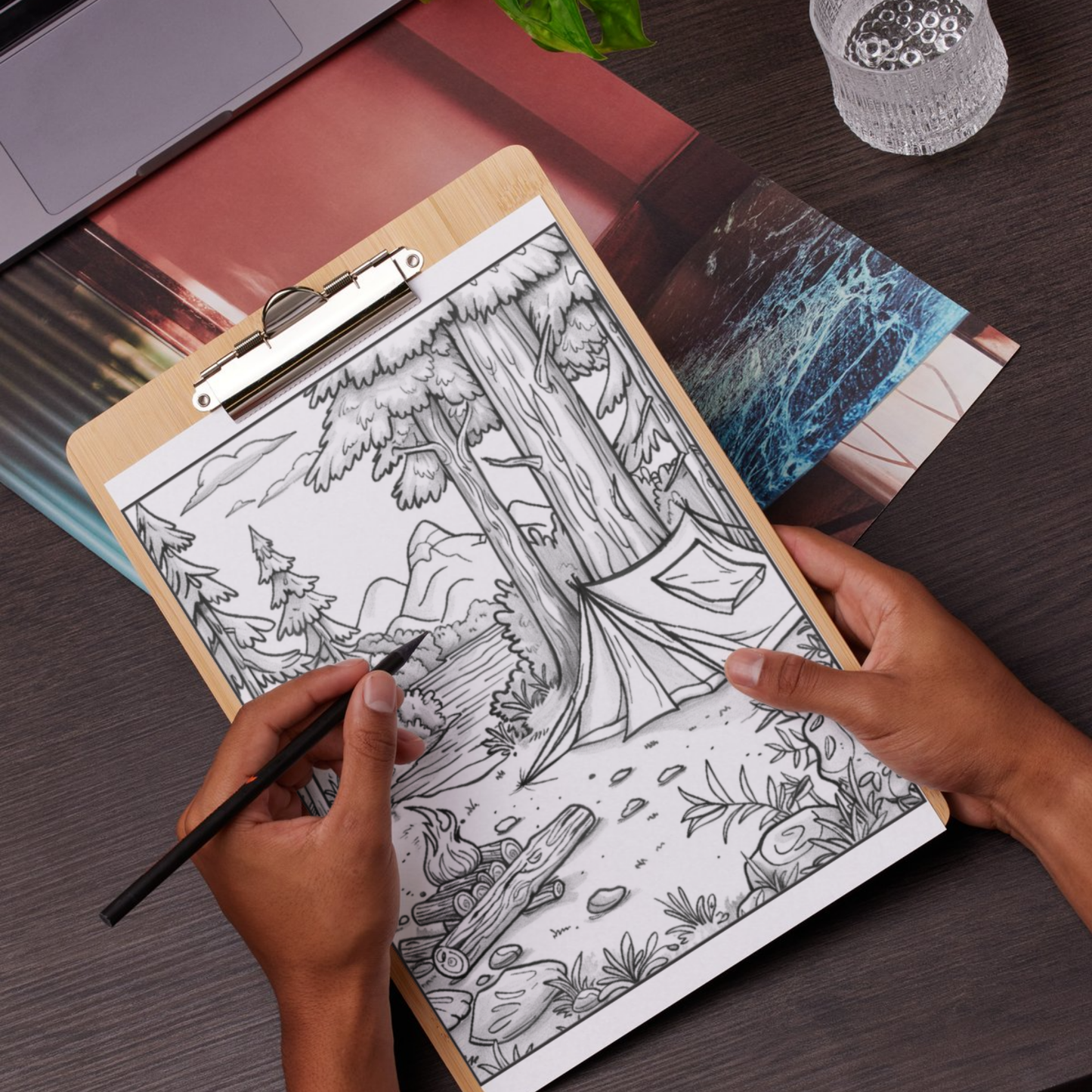 Enchanted Camping: Cozy adult coloring book