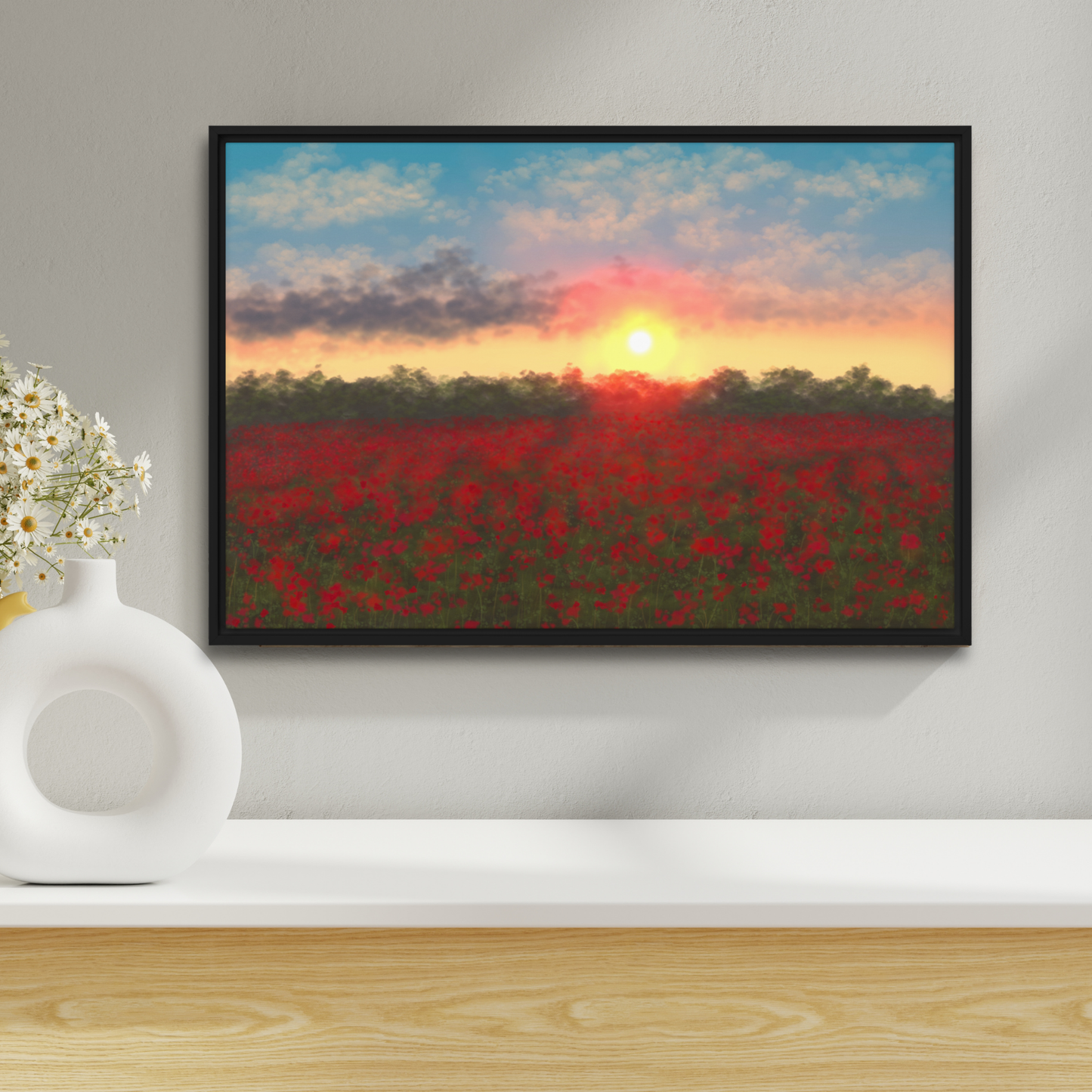"Field Of Flowers" Painting Framed Canvas Print