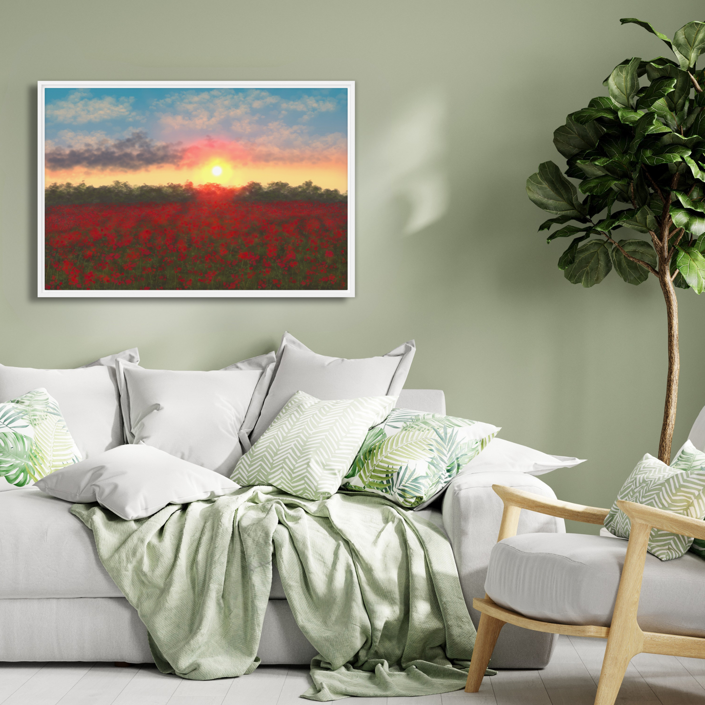 "Field Of Flowers" Painting Framed Canvas Print