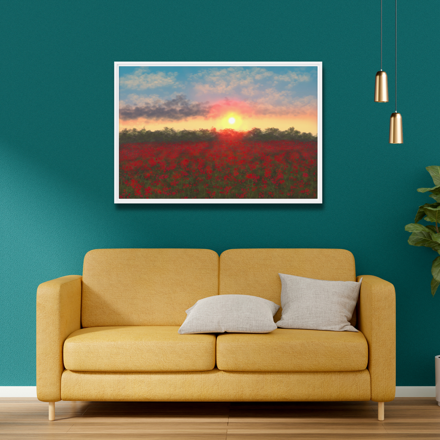 "Field Of Flowers" Painting Framed Canvas Print