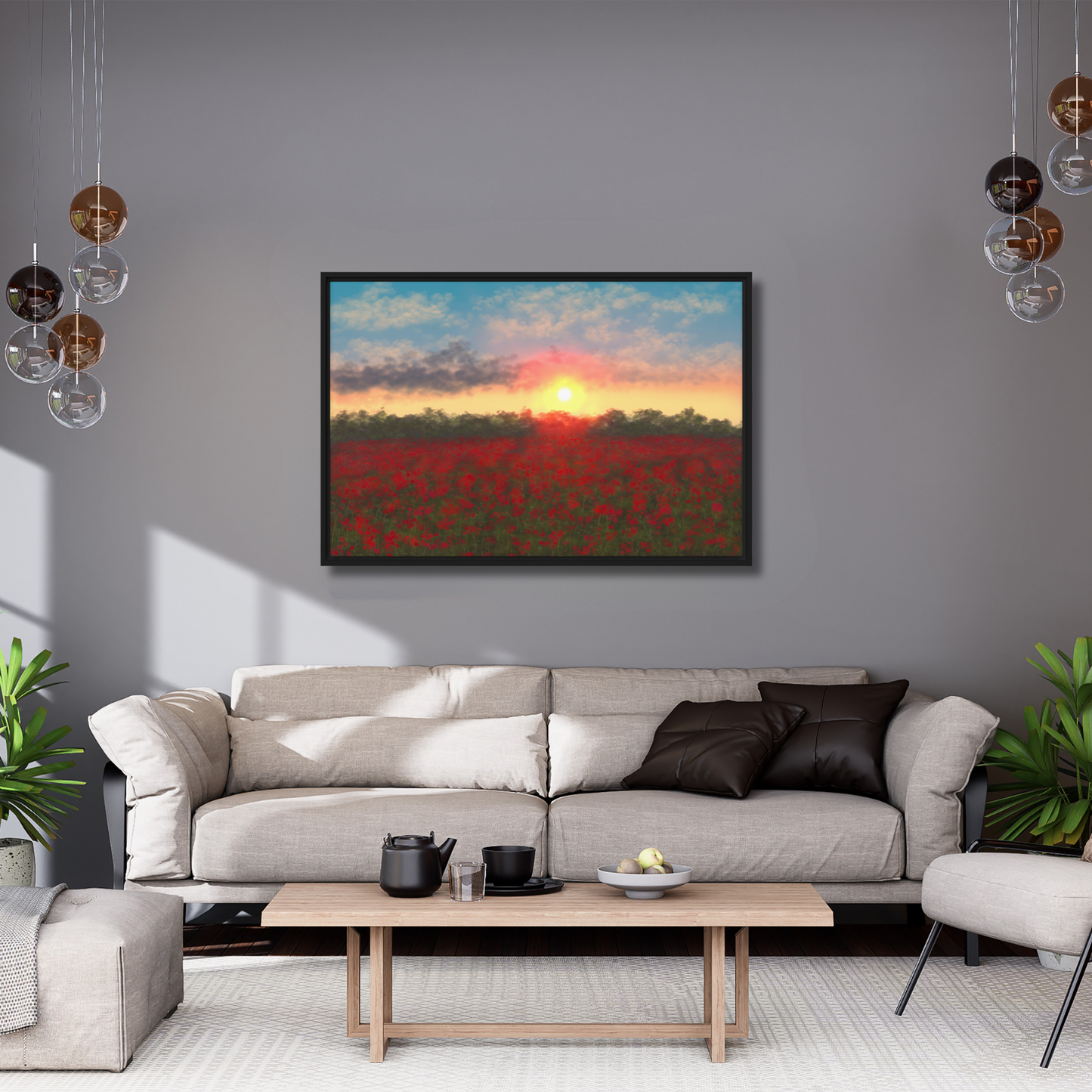 "Field Of Flowers" Painting Framed Canvas Print