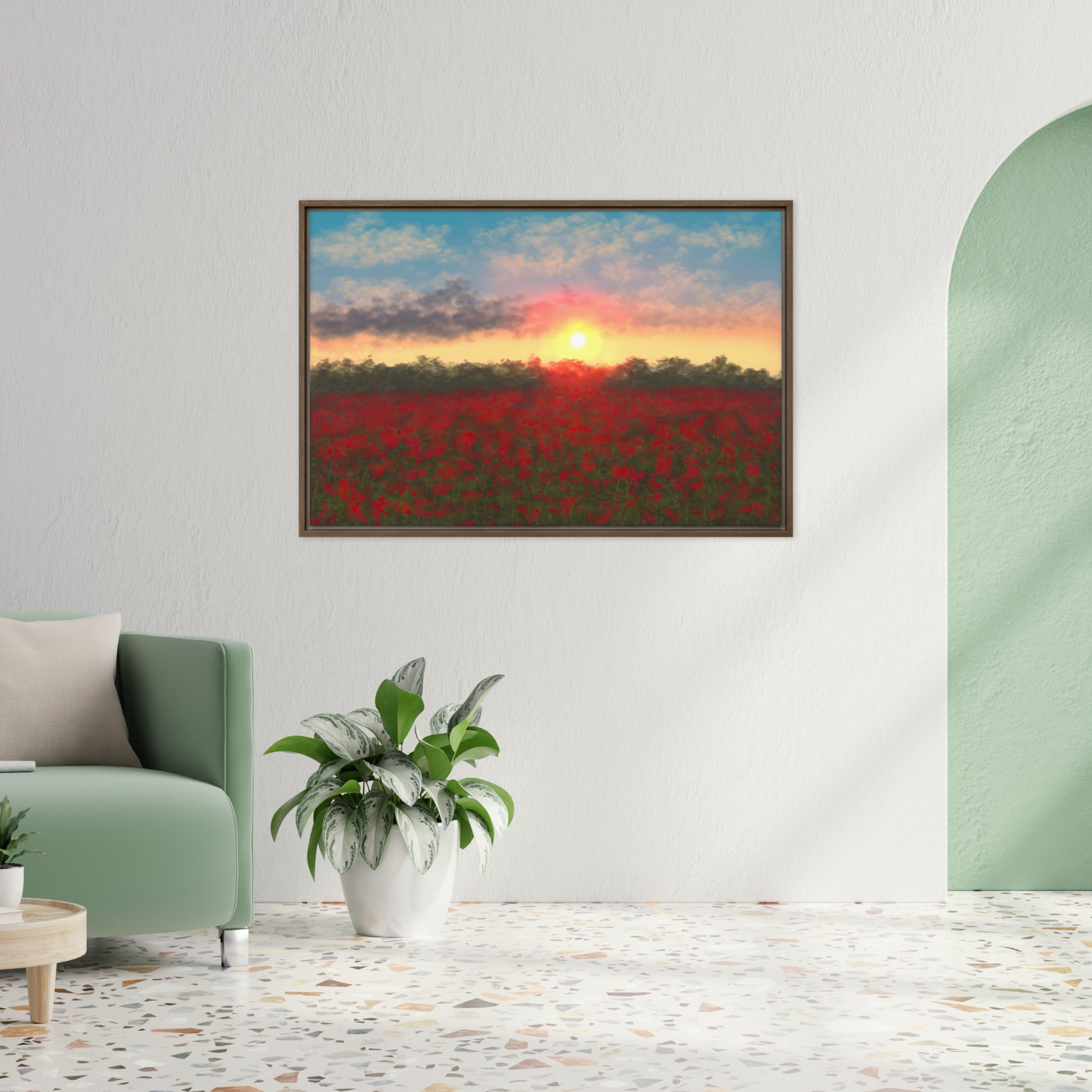 "Field Of Flowers" Painting Framed Canvas Print