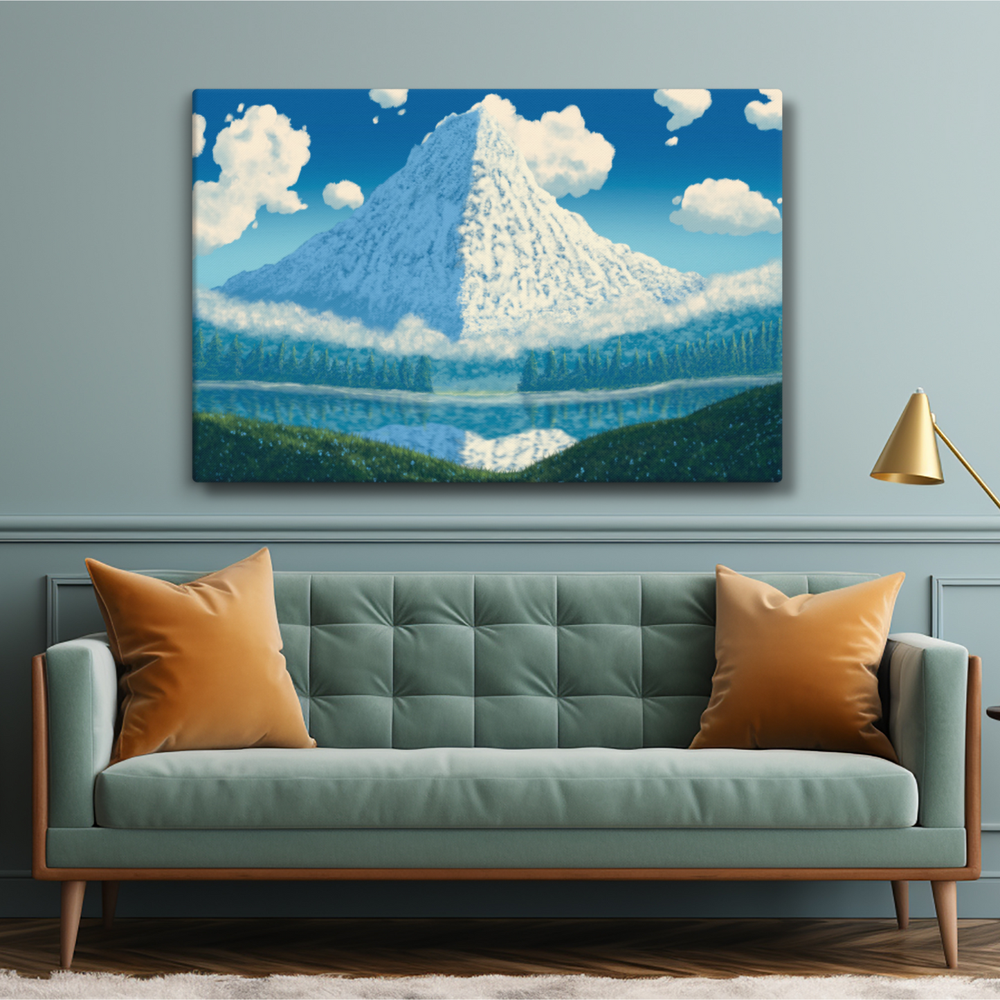 "Mountain View" Hand Stretched Canvas Painting Print
