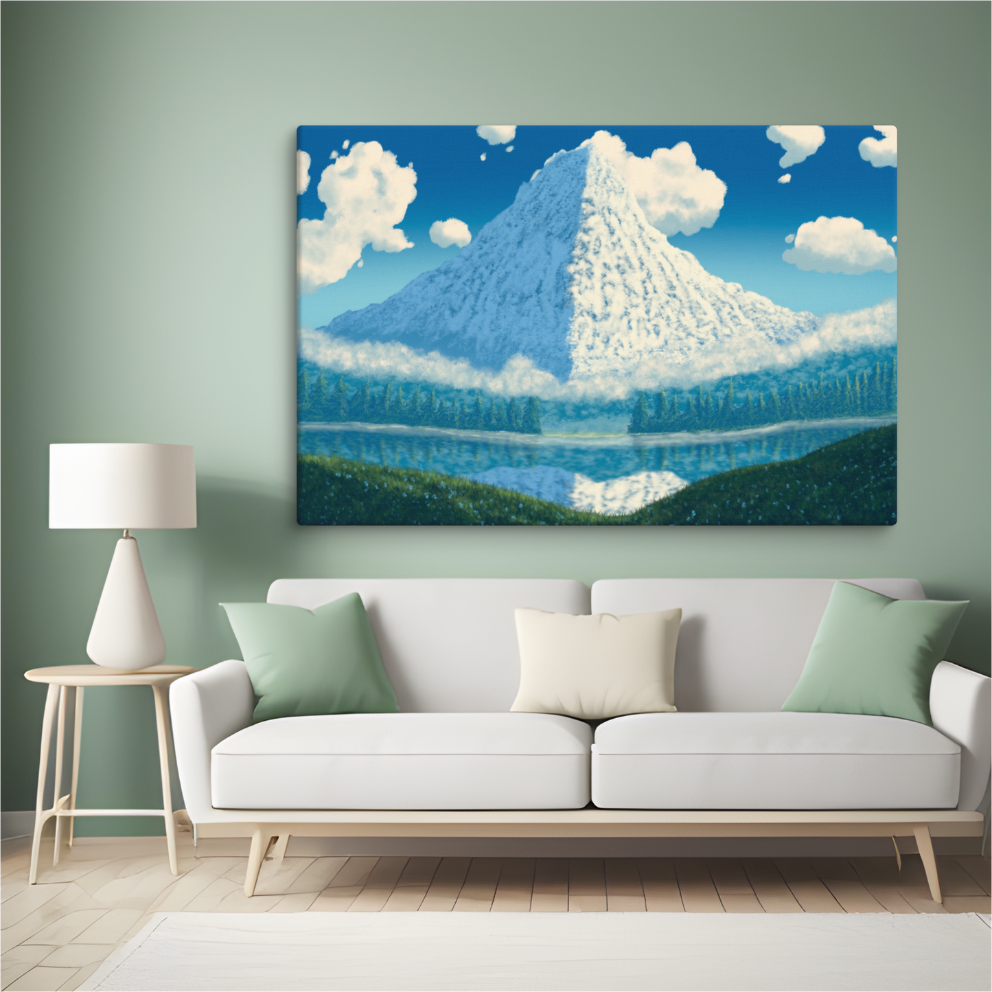 "Mountain View" Hand Stretched Canvas Painting Print
