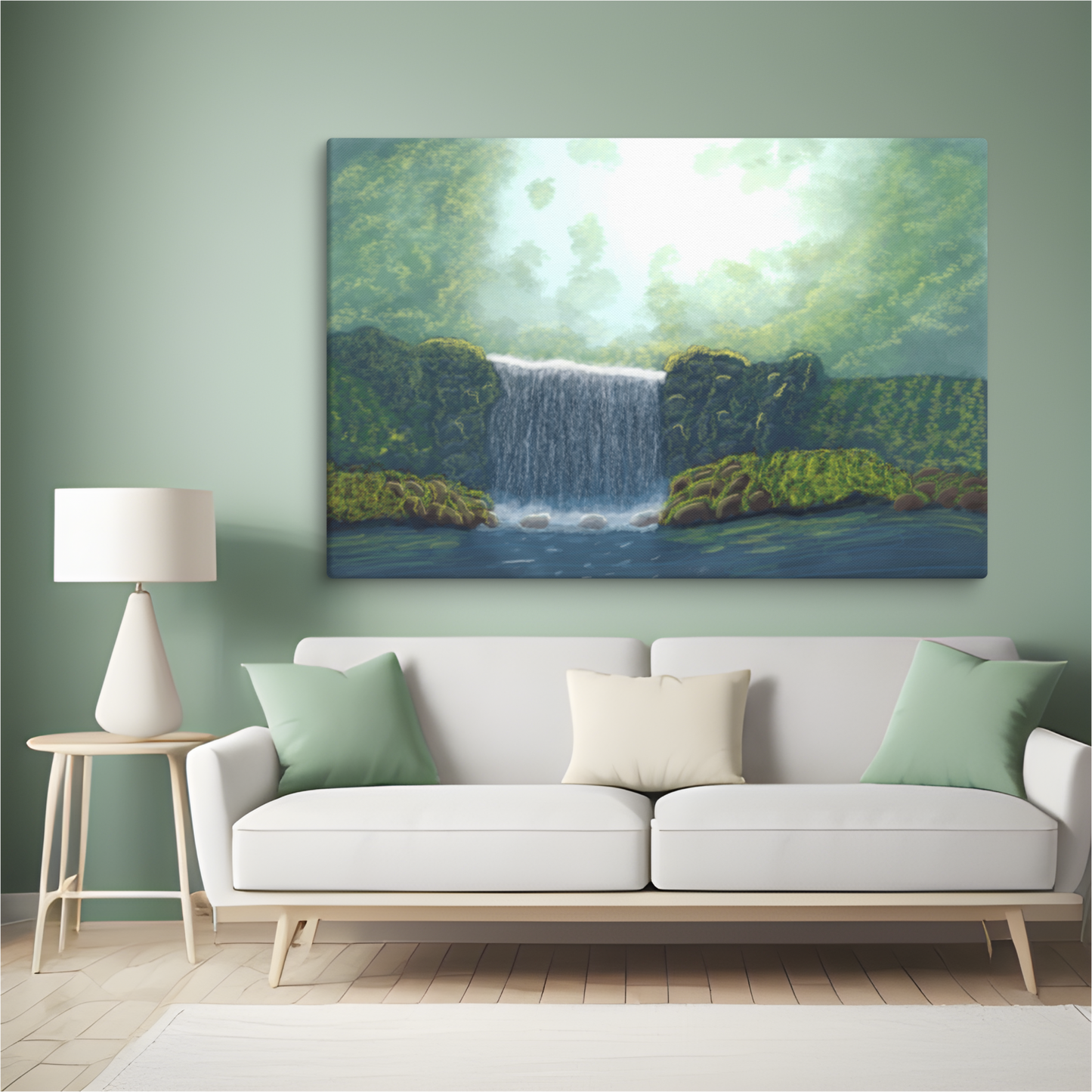 "Secret Waterfall" Hand Stretched Canvas Painting Print