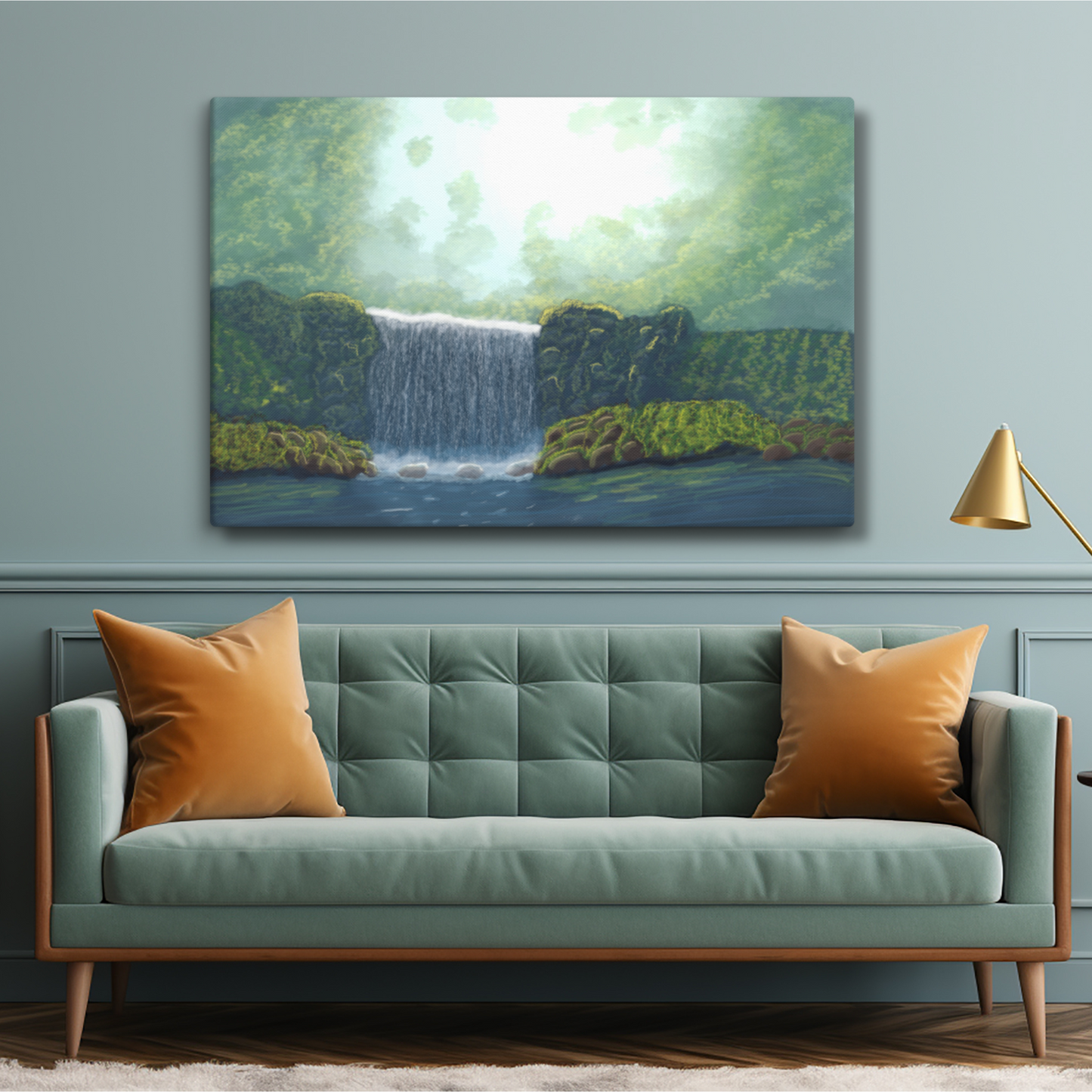 "Secret Waterfall" Hand Stretched Canvas Painting Print