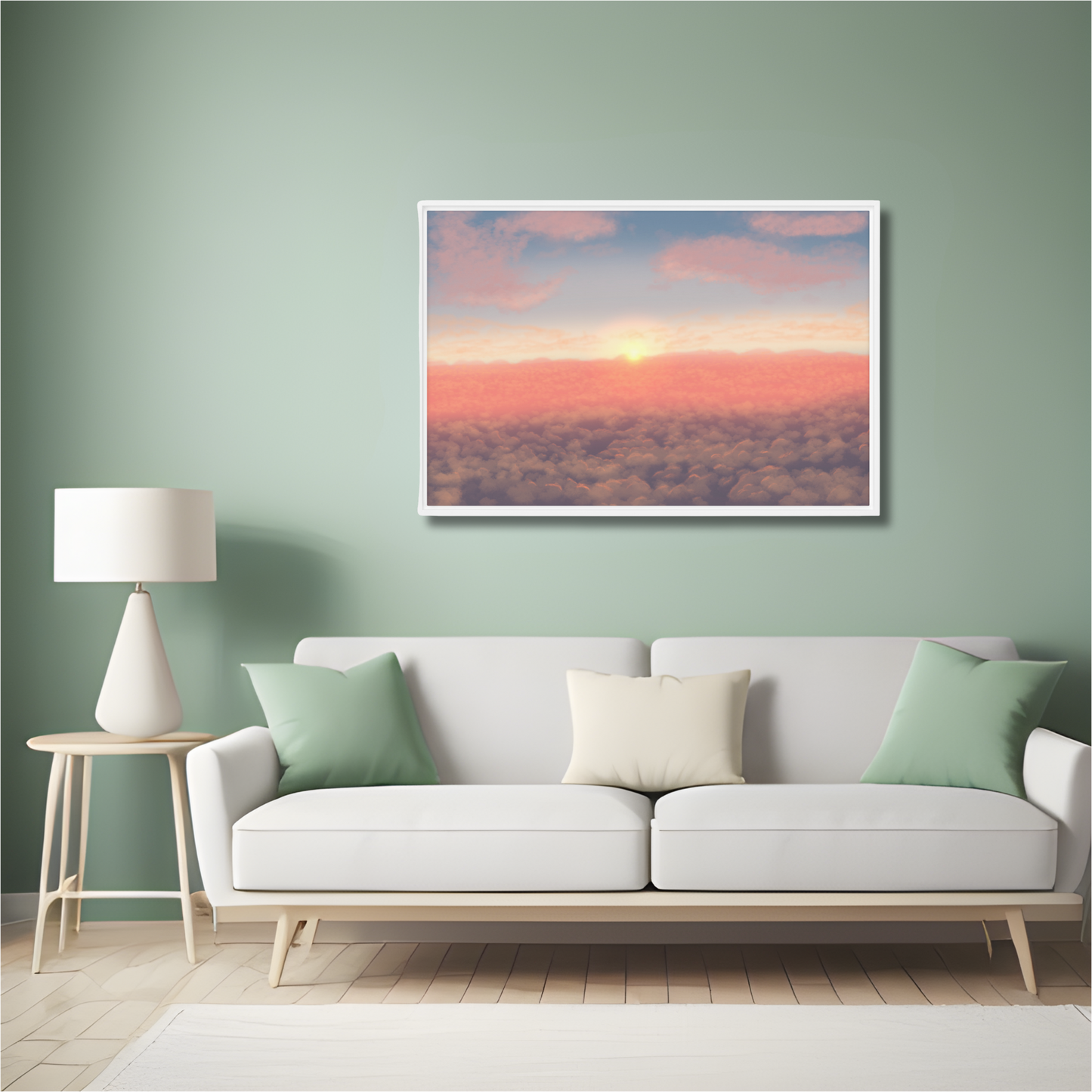 "Sunrise Above The Clouds" Painting Framed Canvas Print